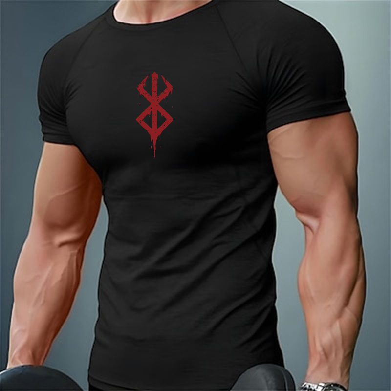 Rash Guard - Herren Kompressions-Shirts mit Aufdruck, Sommer Kurzarm