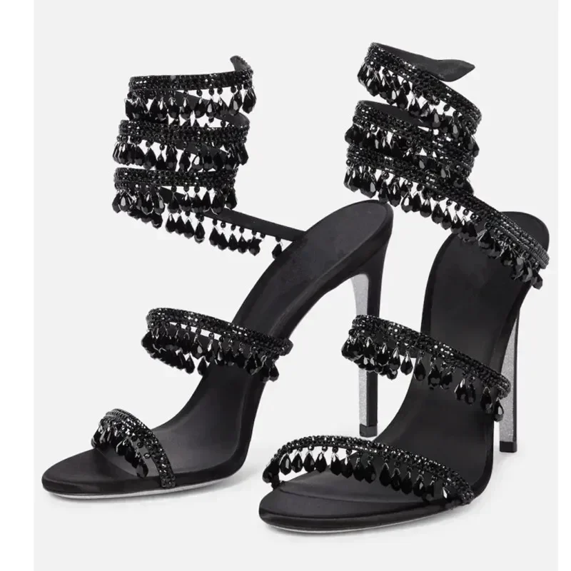 Water Shoes - 2026 Neue Damen-Wasserdiamant-Sandalen, modische Quasten-Kristallschuhe, sexy